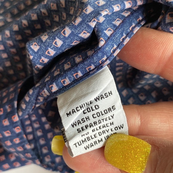 Bristor & Bull men’s blue geometric print 💯cotton button down shirt L/s 2XL 🌞 - Picture 8 of 15